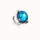 Large ring with blue oval faceted crystal